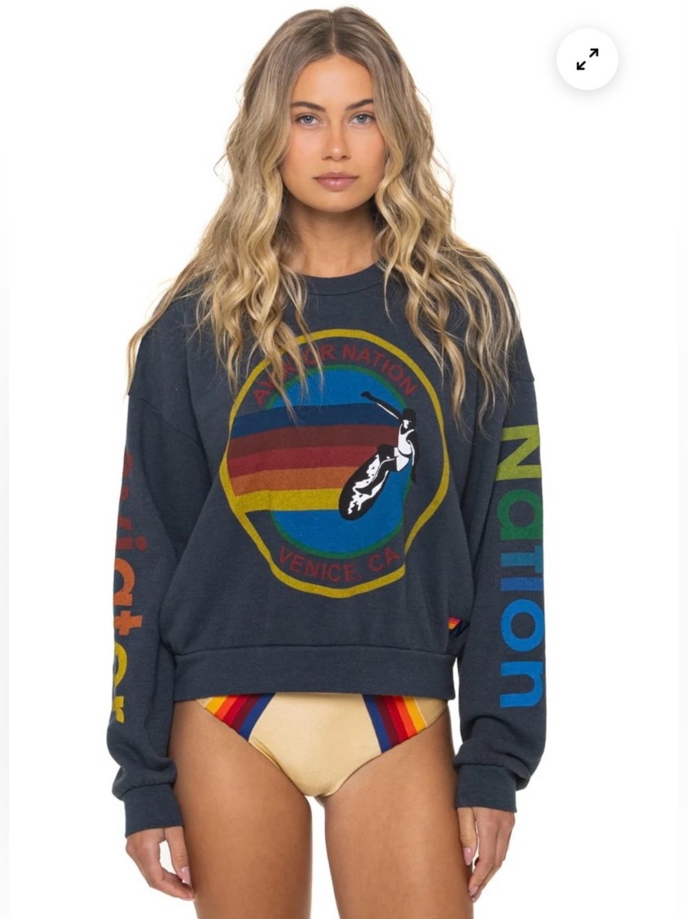 NWT Aviator Nation Relaxed Crew Sweatshirt - CHARCOAL XS Unisex